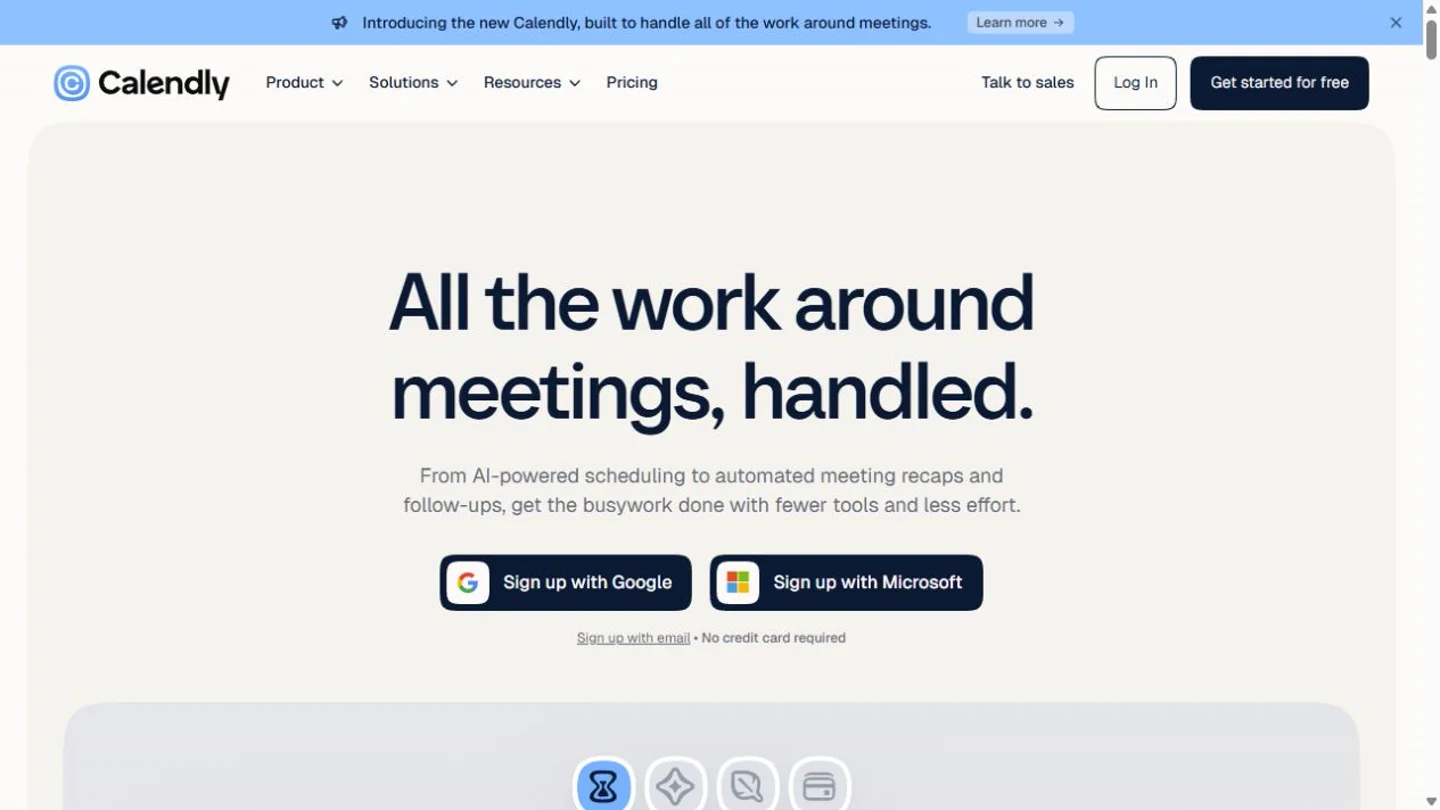 Calendly homepage preview