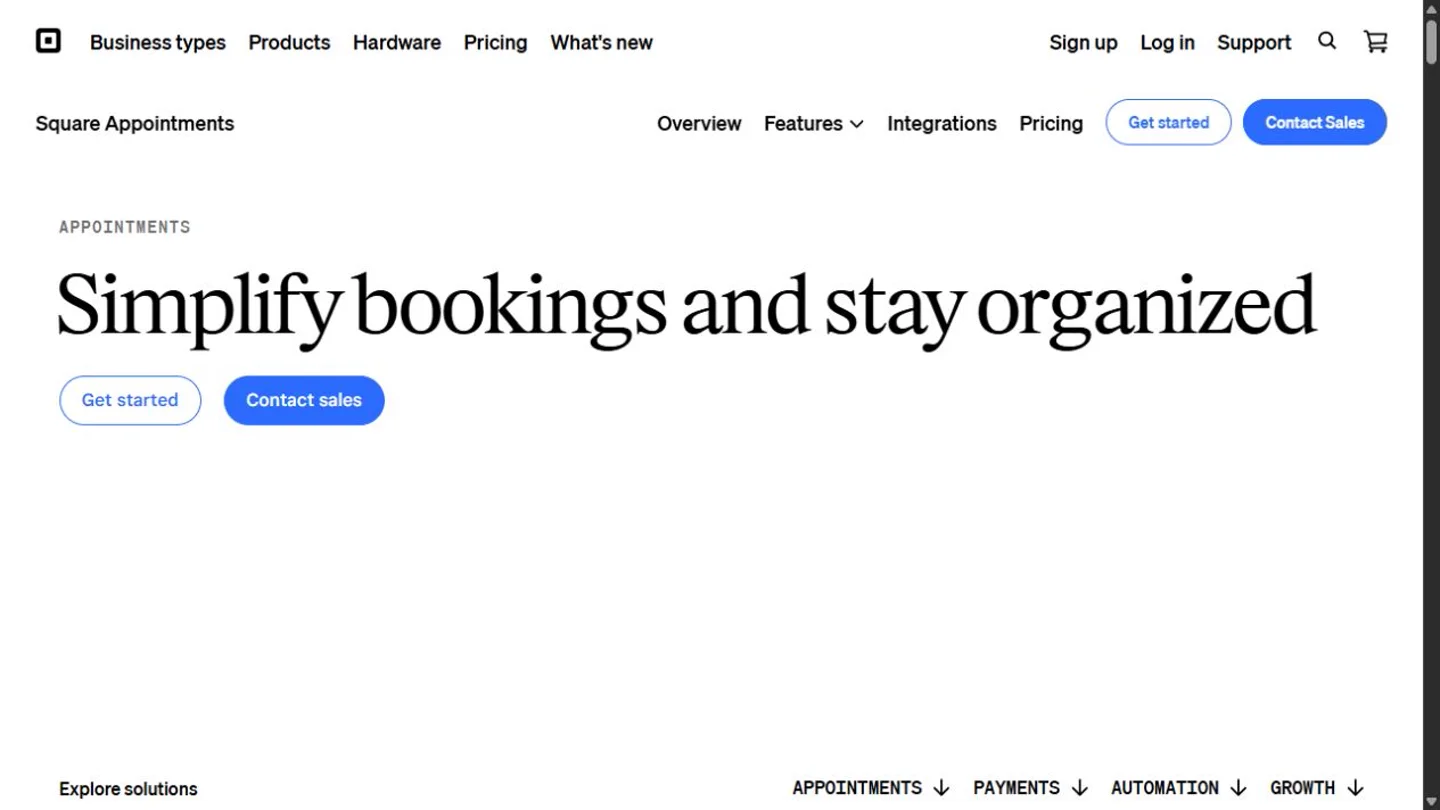 Square Appointments homepage preview